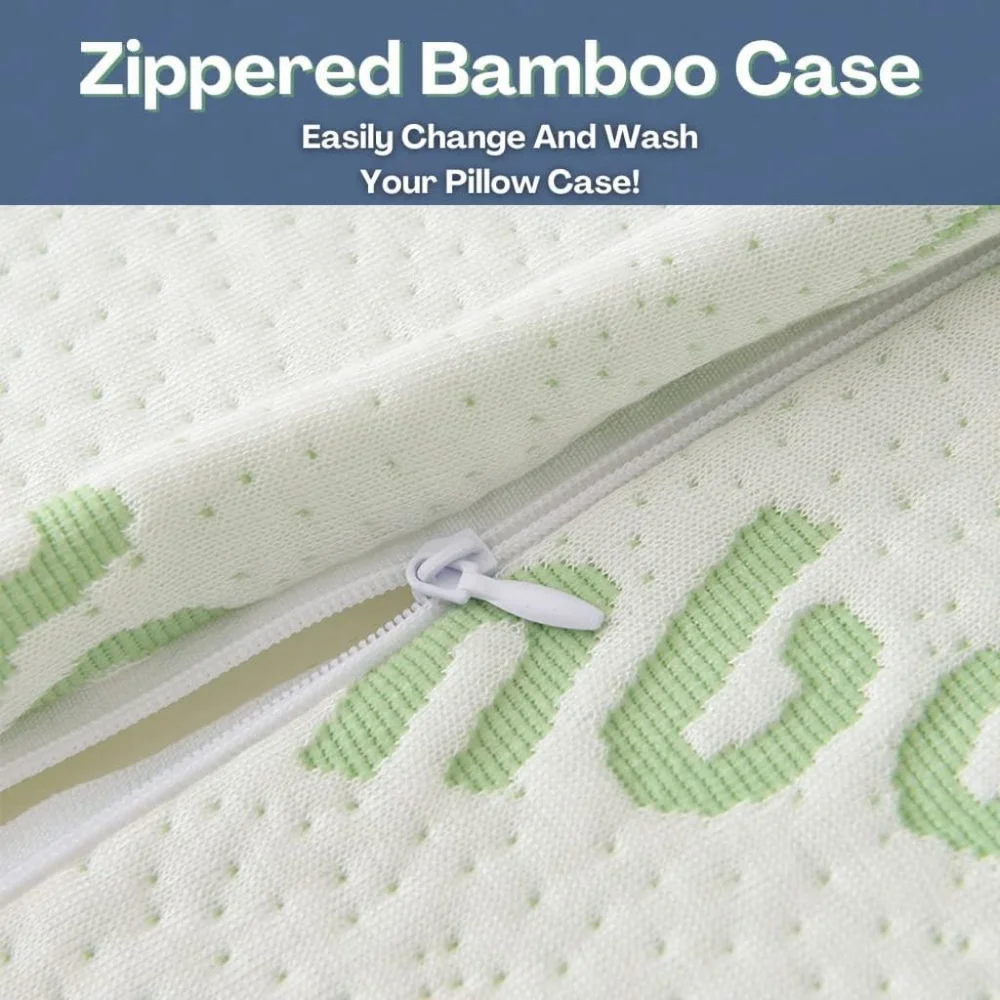 Bamboo Pillow Shredded Memory Foam for Sleeping Ultra Soft, Cool & Breathable